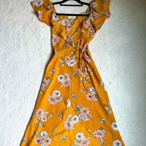 Yellow, floral summer dress